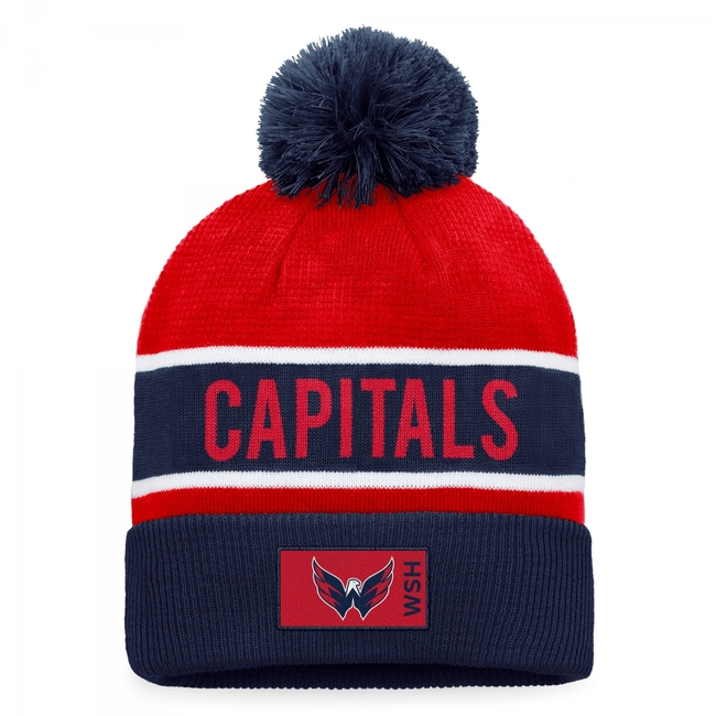 Beanie WAS Authentic Pro Game and Train Cuffed Pom Knit Washington Capitals
