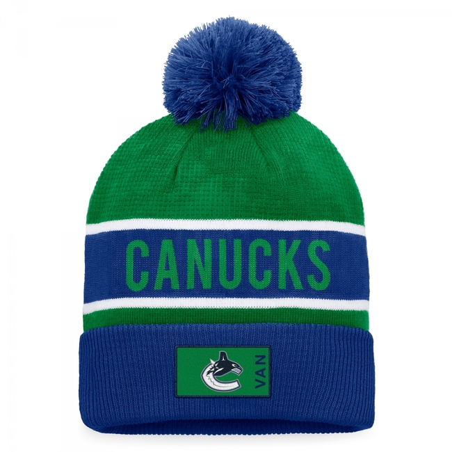 Beanie VAN Authentic Pro Game and Train Cuffed Pom Knit Vancouver Canucks