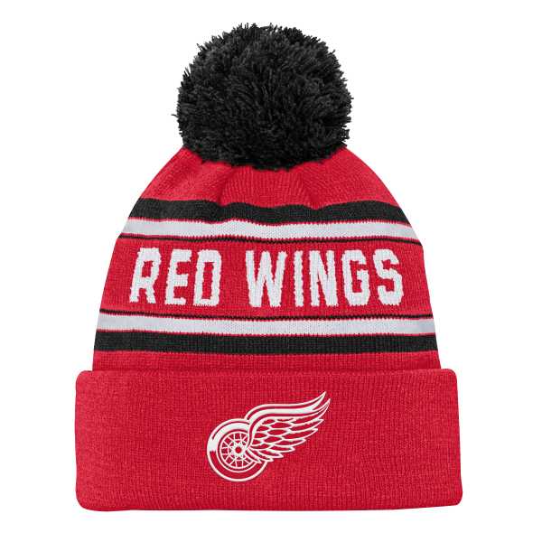 Beanie Junior DET Jacquard Cuffed Knit With Pom Detroit Red Wings