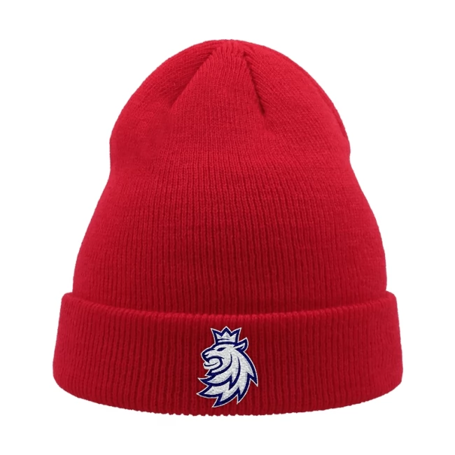 Beanie for kids recycled logo red CH Czech Hockey