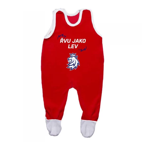 II. Grade Quality Baby jumpsuit red with printed logo CH Czech Hockey