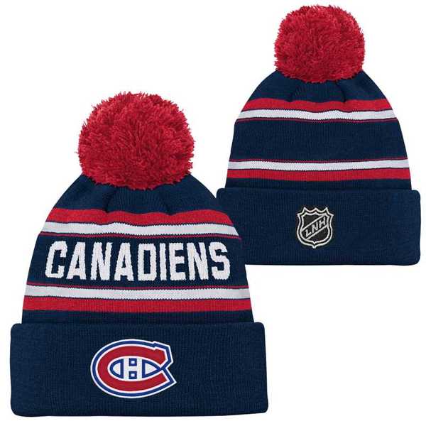 Kid's beanie MON Wordmark Jacquard Cuff Pom Montreal Canadiens