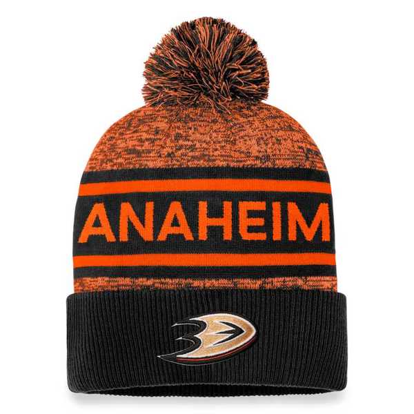 Beanie ANA 23 Authentic Pro Rink Heathered Cuffed Pom Knit Anaheim Ducks