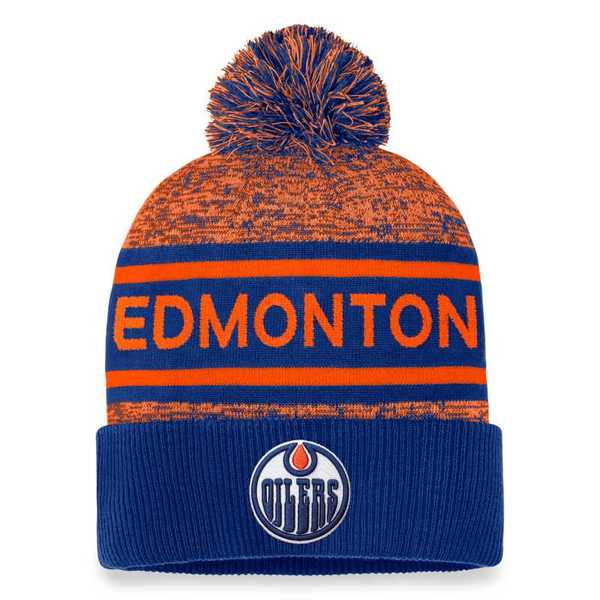 Beanie EDM 23 Authentic Pro Rink Heathered Cuffed Pom Knit Edmonton Oilers