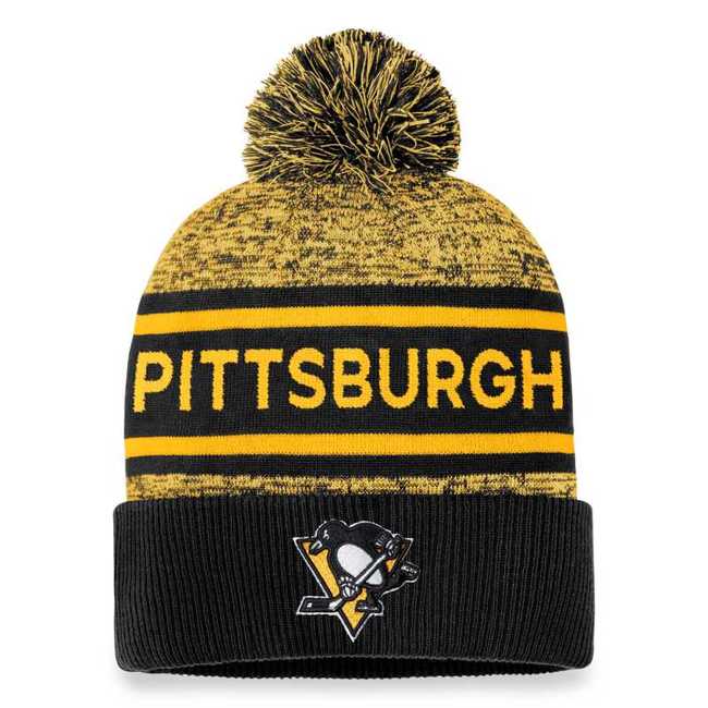 Beanie PIT 23 Authentic Pro Rink Heathered Cuffed Pom Knit Pittsburgh Penguins