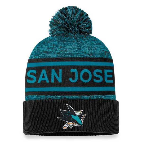 Beanie SJS 23 Authentic Pro Rink Heathered Cuffed Pom Knit San Jose Sharks