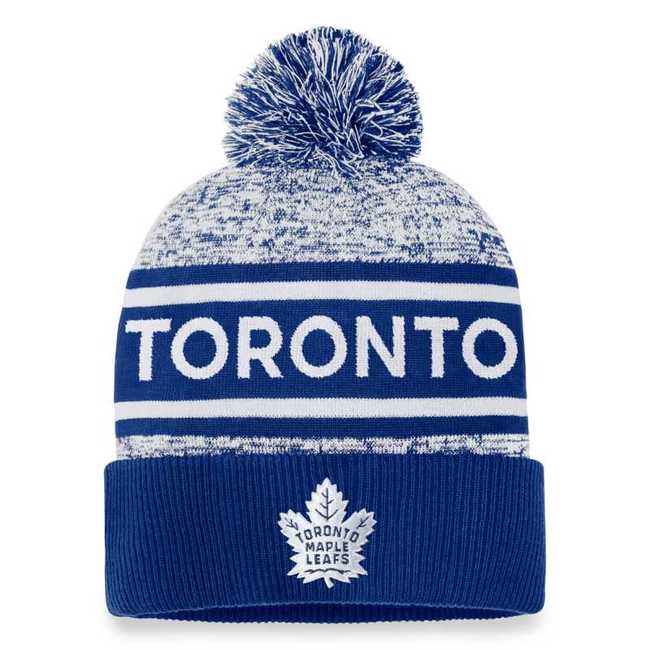 Beanie TOR 23 Authentic Pro Rink Heathered Cuffed Pom Knit Toronto Maple Leafs
