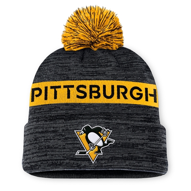 Beanie PIT Authentic Pro Rink Cuff With POM Pittsburgh Penguins