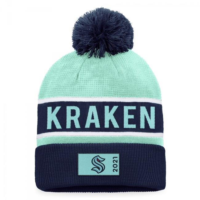 Beanie SEA Authentic Pro Game and Train Cuffed Pom Knit Seattle Kraken