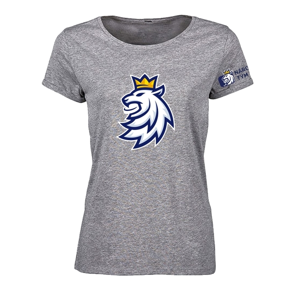 Grey women's T-Shirt logo lion Czech ice hockey CH