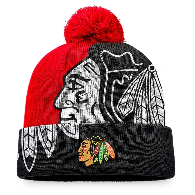 Beanie CHI Block Party Cuffed with Pom Chicago Blackhawks