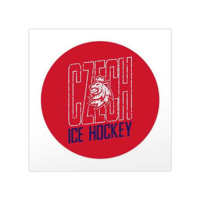 Rounded sticker with the text in tricolore CH Czech hockey