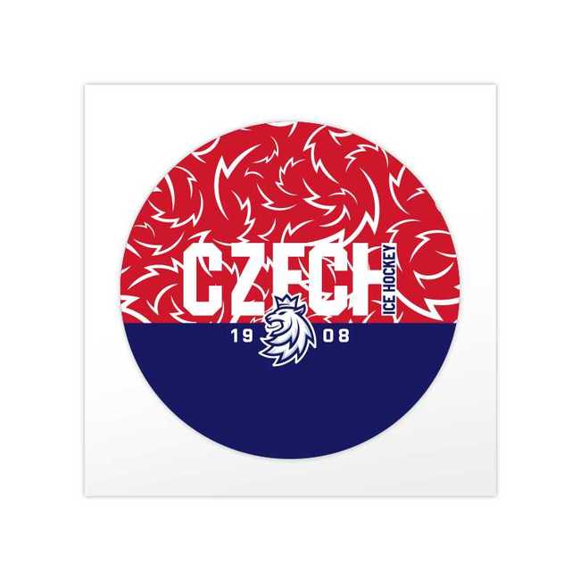Samolepka kulatá nápis CZECH v patternu ČH Český hokej