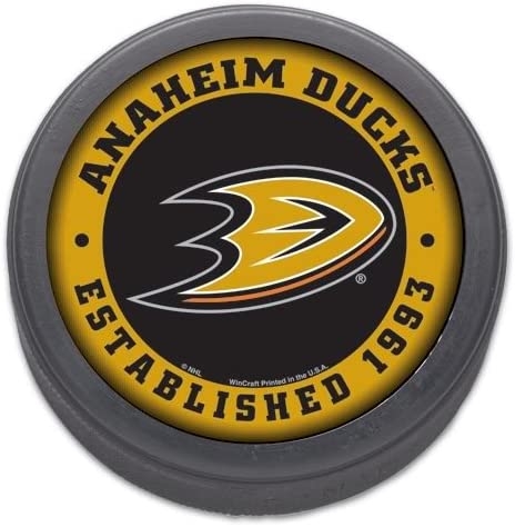 Hockey puck ANA PKG plastic wrap Anaheim Ducks