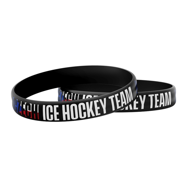 Silicon bracelet Flag for adults black with flag Czech hockey CH